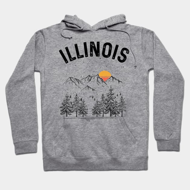 Illinois State Vintage Retro Hoodie by DanYoungOfficial